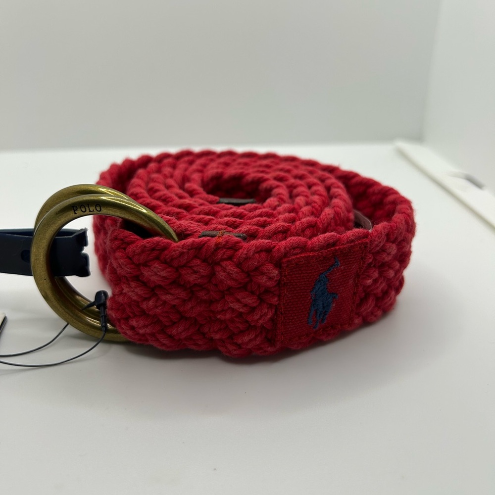 Polo Ralph Lauren red braided canvas belt NWT size medium